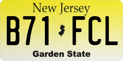 NJ license plate B71FCL