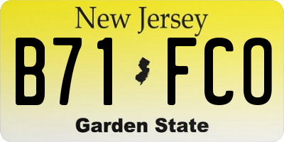 NJ license plate B71FCO