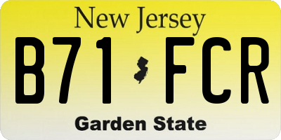NJ license plate B71FCR