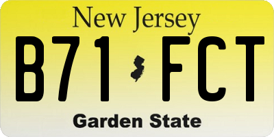 NJ license plate B71FCT