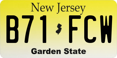 NJ license plate B71FCW