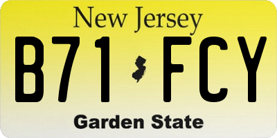 NJ license plate B71FCY