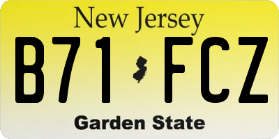 NJ license plate B71FCZ