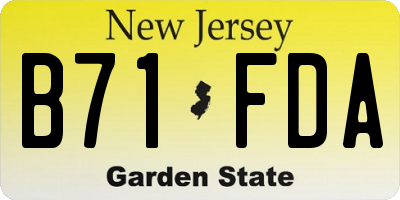 NJ license plate B71FDA