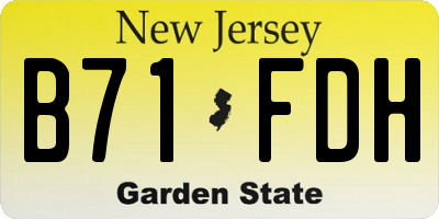 NJ license plate B71FDH