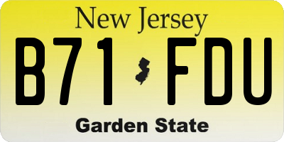 NJ license plate B71FDU