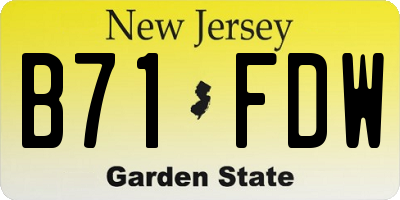 NJ license plate B71FDW