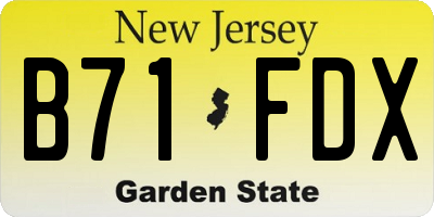 NJ license plate B71FDX