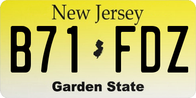 NJ license plate B71FDZ