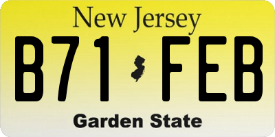 NJ license plate B71FEB