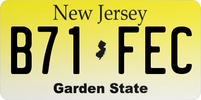 NJ license plate B71FEC