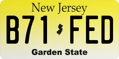 NJ license plate B71FED