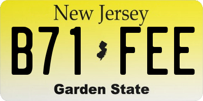 NJ license plate B71FEE