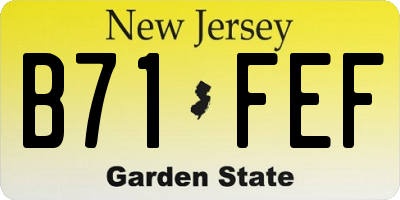 NJ license plate B71FEF
