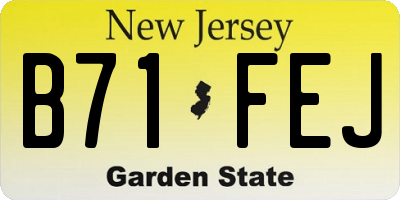 NJ license plate B71FEJ