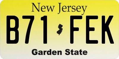 NJ license plate B71FEK