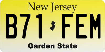 NJ license plate B71FEM