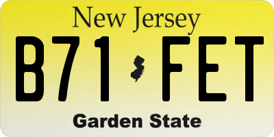 NJ license plate B71FET