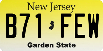 NJ license plate B71FEW