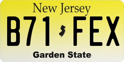 NJ license plate B71FEX