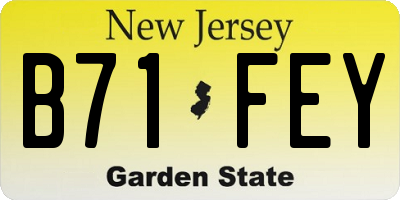 NJ license plate B71FEY