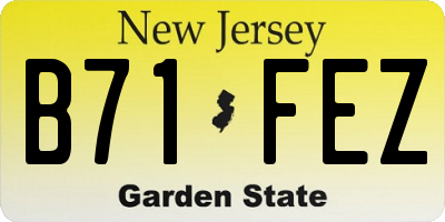 NJ license plate B71FEZ