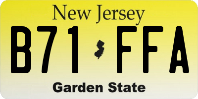 NJ license plate B71FFA