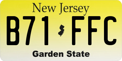 NJ license plate B71FFC