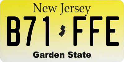 NJ license plate B71FFE
