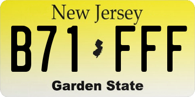 NJ license plate B71FFF