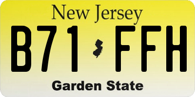 NJ license plate B71FFH
