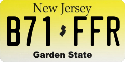 NJ license plate B71FFR