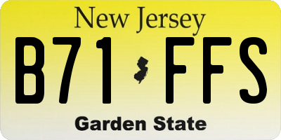 NJ license plate B71FFS