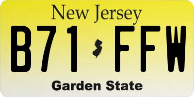 NJ license plate B71FFW