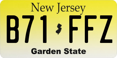 NJ license plate B71FFZ