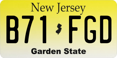 NJ license plate B71FGD