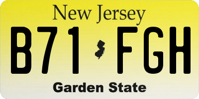 NJ license plate B71FGH