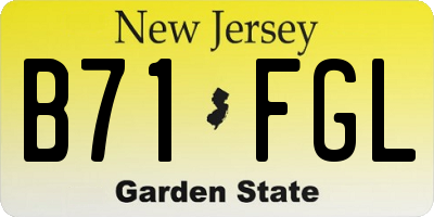 NJ license plate B71FGL