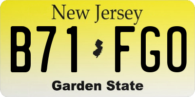 NJ license plate B71FGO