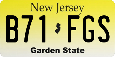 NJ license plate B71FGS