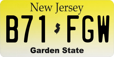 NJ license plate B71FGW