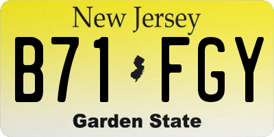 NJ license plate B71FGY