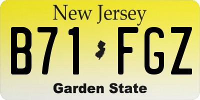 NJ license plate B71FGZ