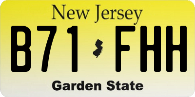 NJ license plate B71FHH