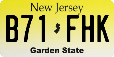 NJ license plate B71FHK