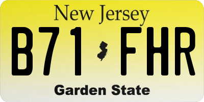 NJ license plate B71FHR