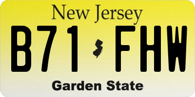 NJ license plate B71FHW