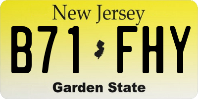 NJ license plate B71FHY