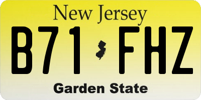 NJ license plate B71FHZ