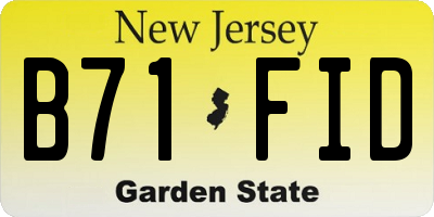 NJ license plate B71FID
